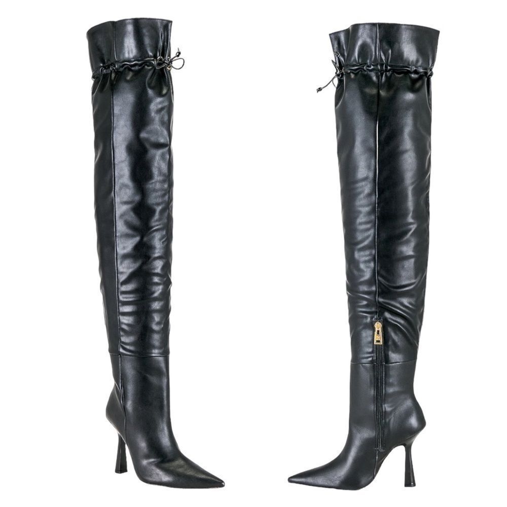 Good American Carla Over The Knee Vegan Leather Boots NWT NWOB